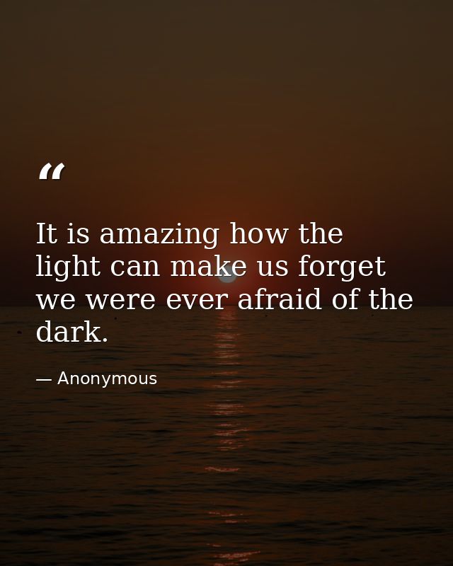 It is amazing how the light can make us forget we were ever afraid of the dark. — Anonymous