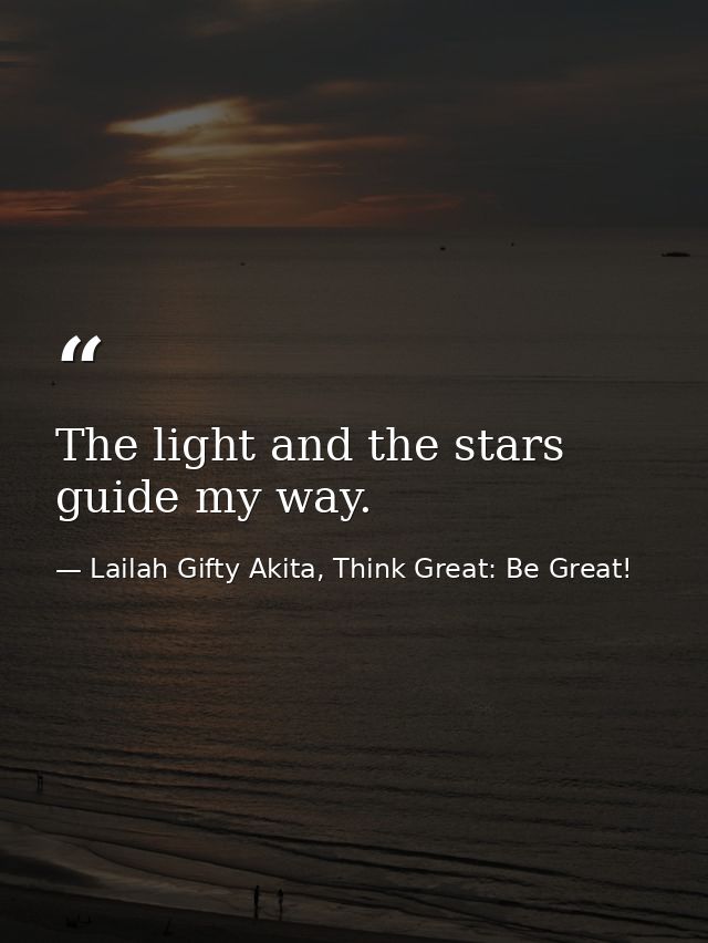 The light and the stars guide my way. — Lailah Gifty Akita, Think Great: Be Great!