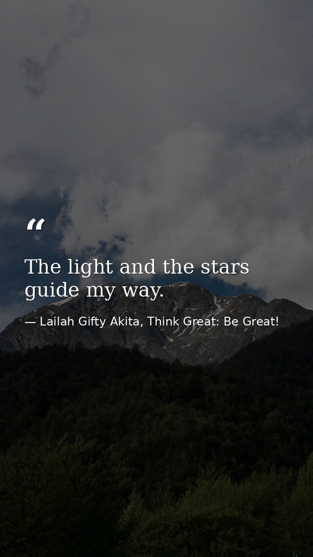 The light and the stars guide my way. — Lailah Gifty Akita, Think Great: Be Great!
