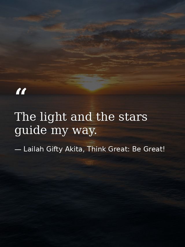 The light and the stars guide my way. — Lailah Gifty Akita, Think Great: Be Great!