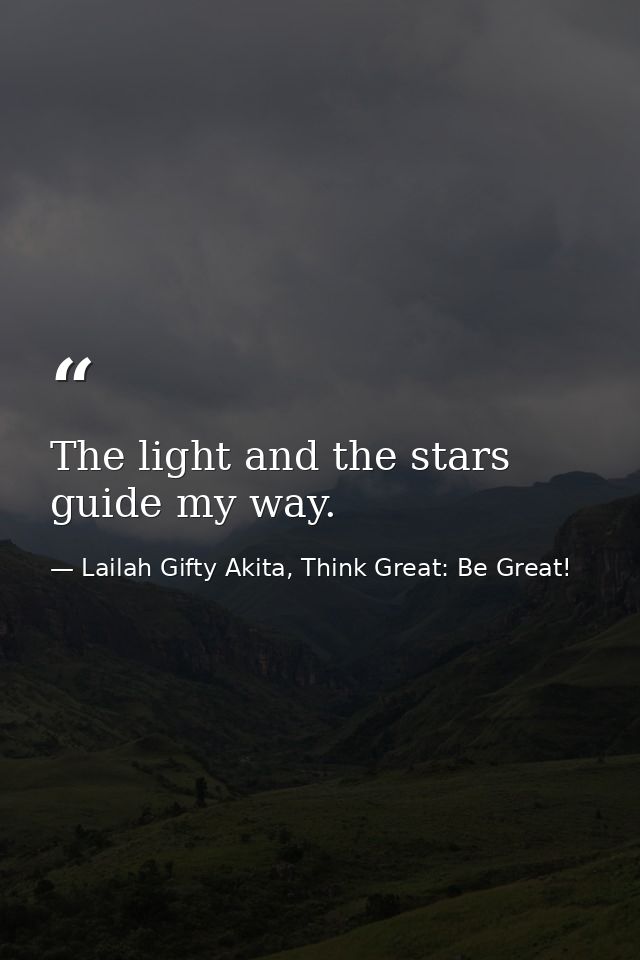 The light and the stars guide my way. — Lailah Gifty Akita, Think Great: Be Great!