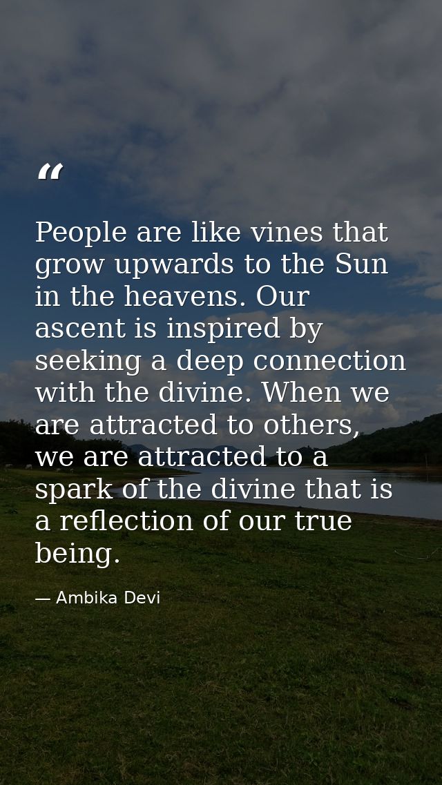 People are like vines that grow upwards to the Sun in the heavens. Our ascent is inspired by seeking a deep connection w — Ambika Devi