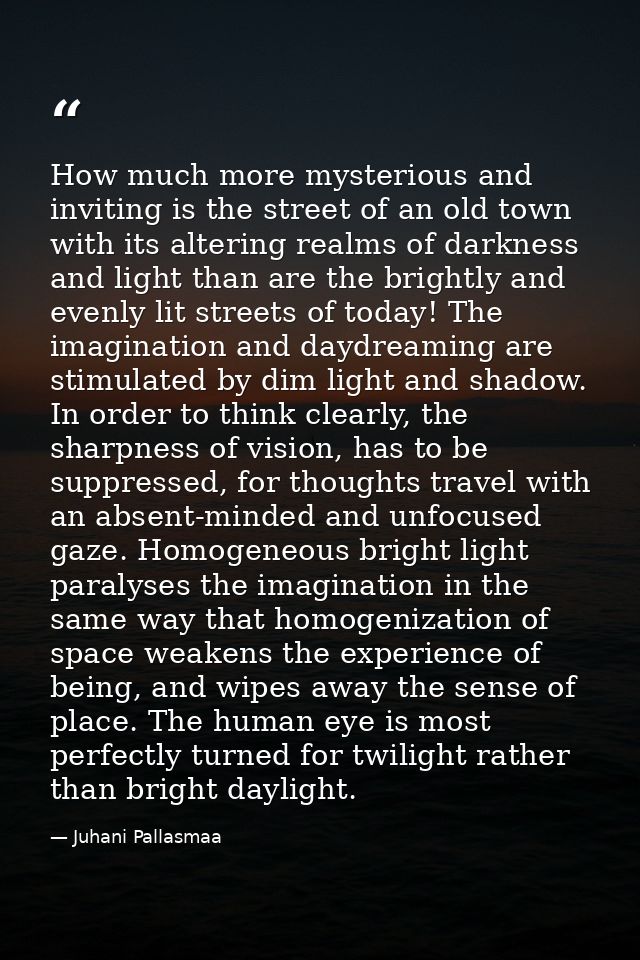 How much more mysterious and inviting is the street of an old town with its altering realms of darkness and light than a — Juhani Pallasmaa