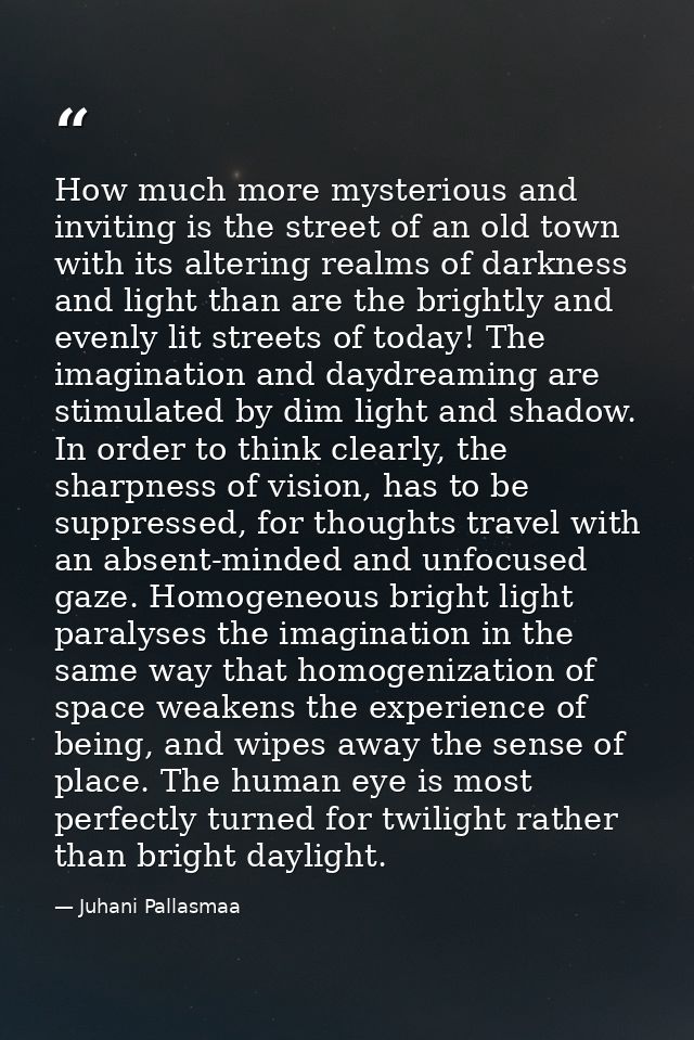 How much more mysterious and inviting is the street of an old town with its altering realms of darkness and light than a — Juhani Pallasmaa