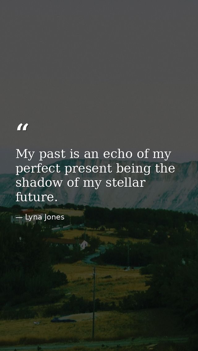 My past is an echo of my perfect present being the shadow of my stellar future. — Lyna Jones