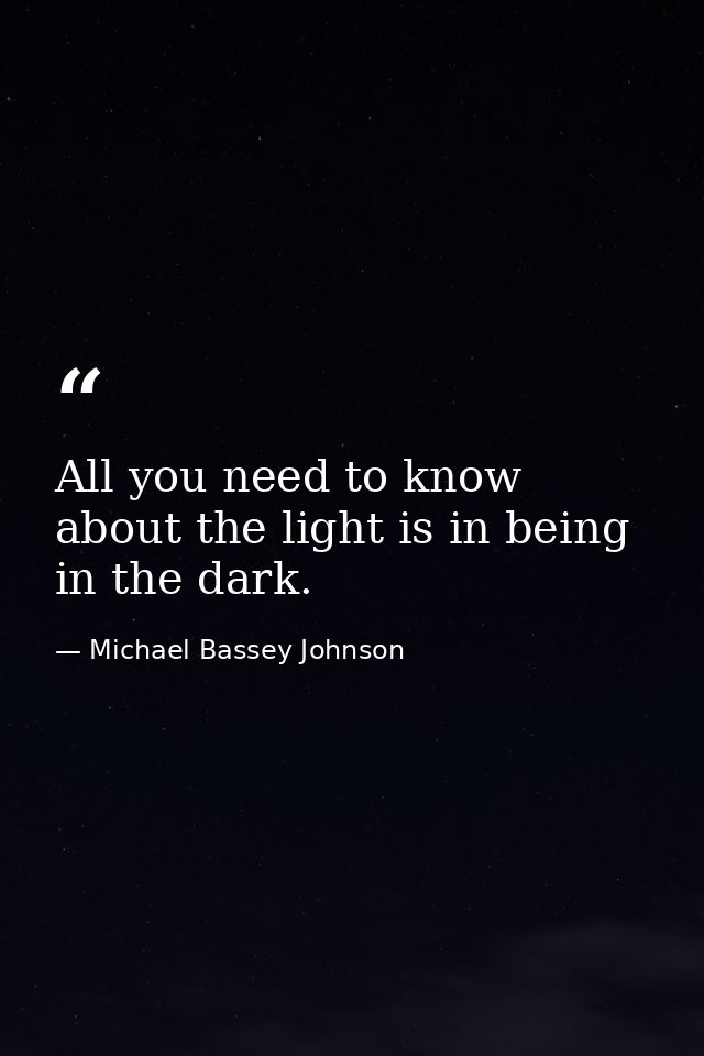 All you need to know about the light is in being in the dark. — Michael Bassey Johnson
