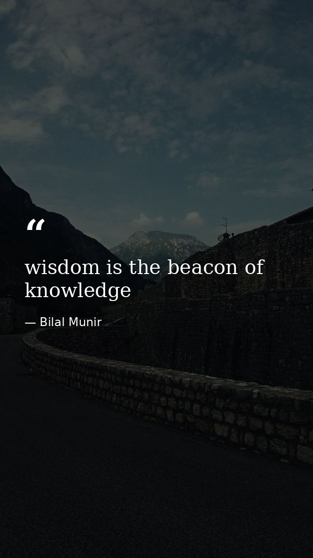 wisdom is the beacon of knowledge — Bilal Munir