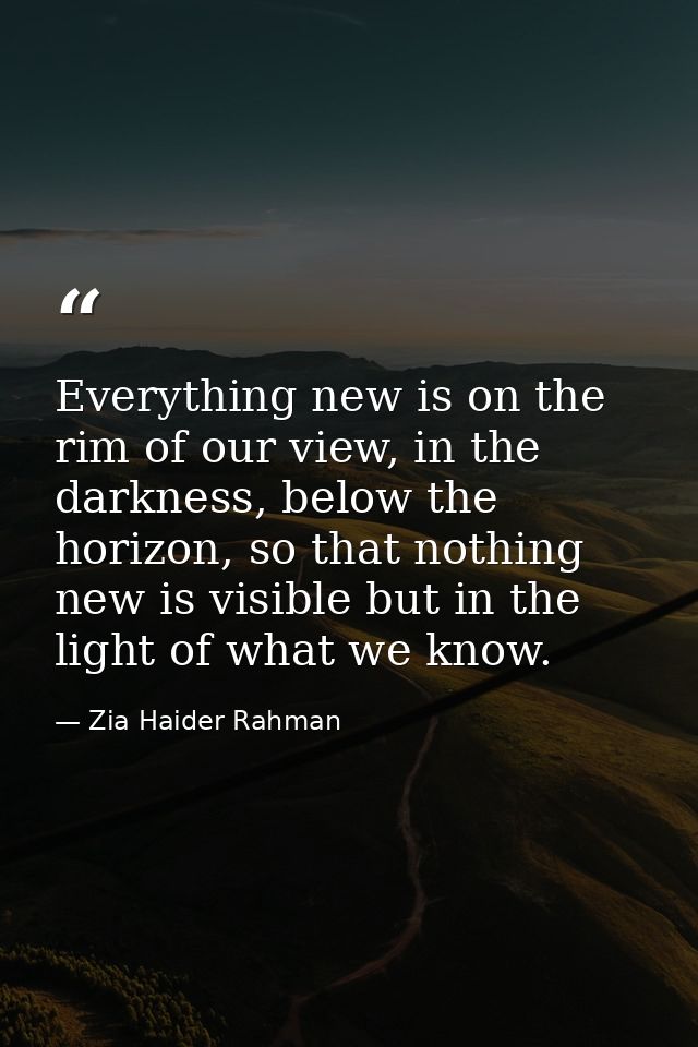 Everything new is on the rim of our view, in the darkness, below the horizon, so that nothing new is visible but in the  — Zia Haider Rahman
