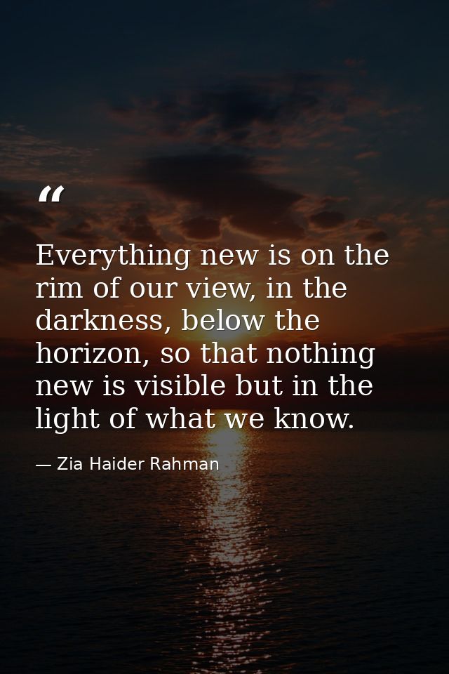 Everything new is on the rim of our view, in the darkness, below the horizon, so that nothing new is visible but in the  — Zia Haider Rahman
