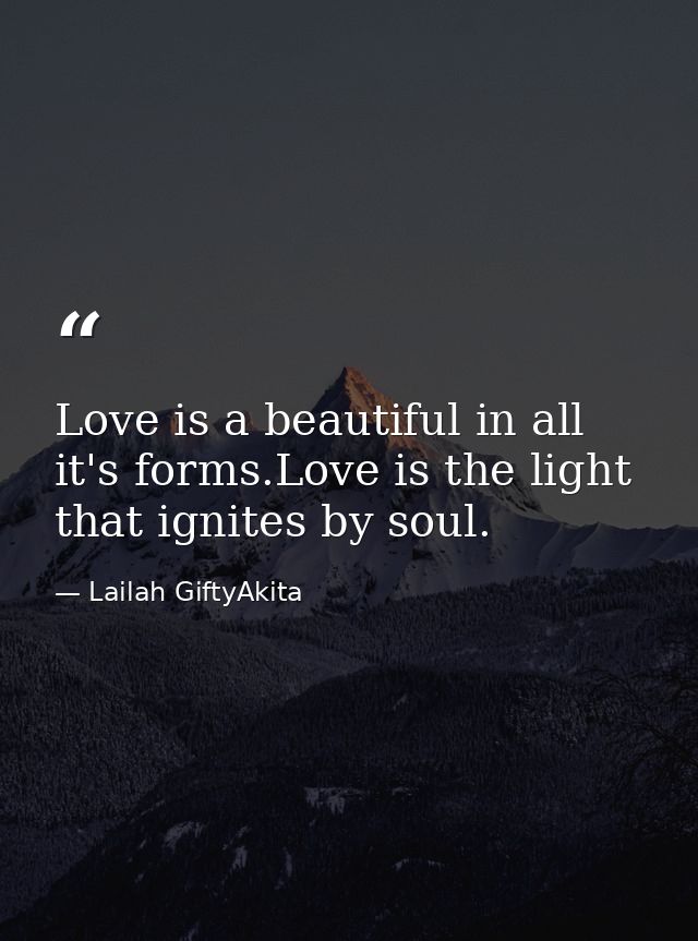 Love is a beautiful in all it's forms.Love is the light that ignites by soul. — Lailah GiftyAkita