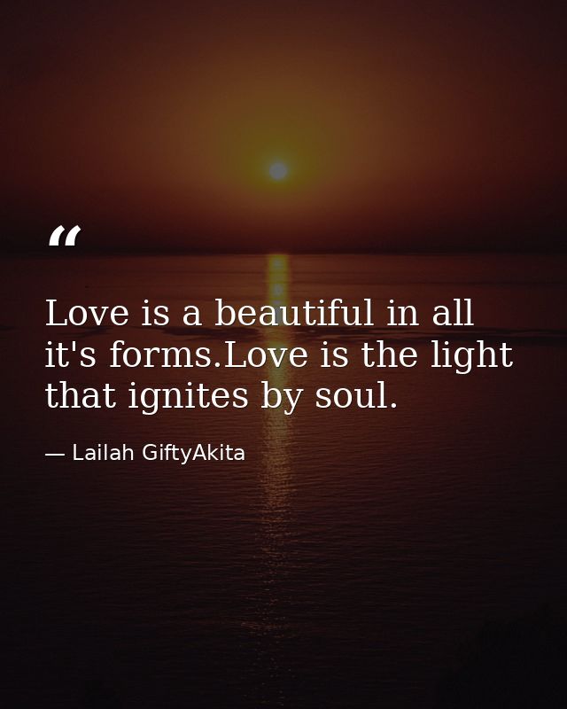 Love is a beautiful in all it's forms.Love is the light that ignites by soul. — Lailah GiftyAkita