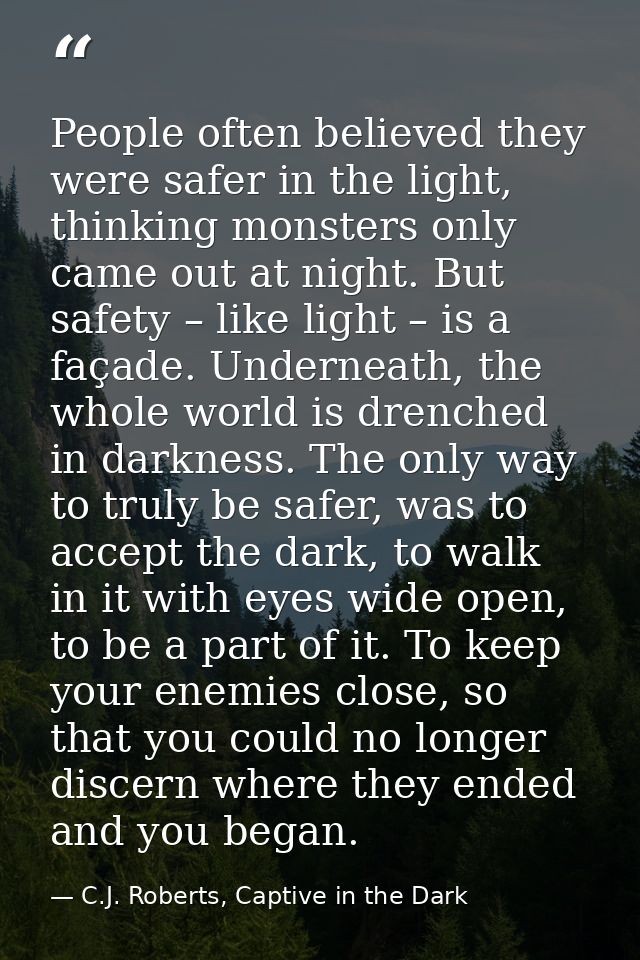 People often believed they were safer in the light, thinking monsters only came out at night. But safety – like light –  — C.J. Roberts, Captive in the Dark