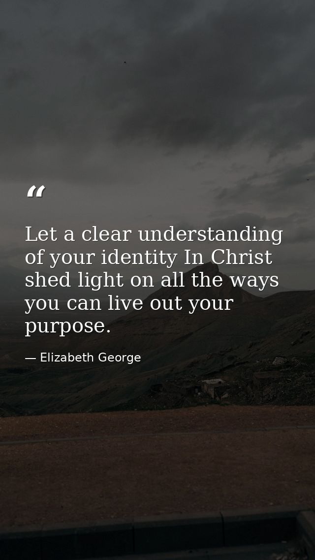 Let a clear understanding of your identity In Christ shed light on all the ways you can live out your purpose. — Elizabeth George