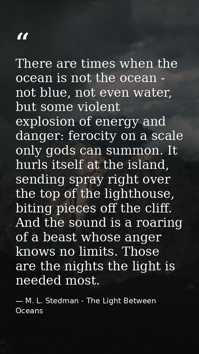 There are times when the ocean is not the ocean - not blue, not even water, but some violent explosion of energy and dan — M. L. Stedman - The Light Between Oceans