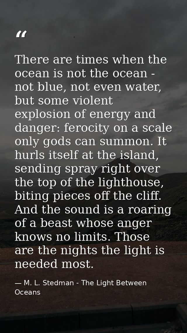 There are times when the ocean is not the ocean - not blue, not even water, but some violent explosion of energy and dan — M. L. Stedman - The Light Between Oceans