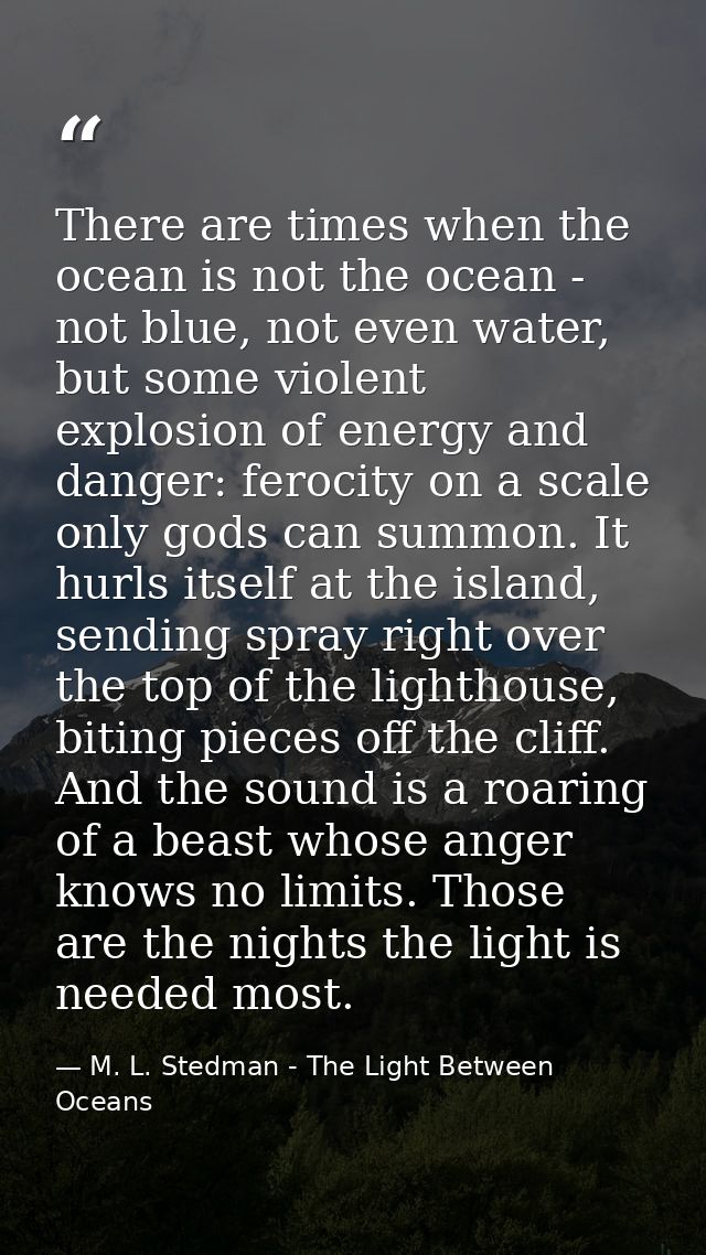 There are times when the ocean is not the ocean - not blue, not even water, but some violent explosion of energy and dan — M. L. Stedman - The Light Between Oceans