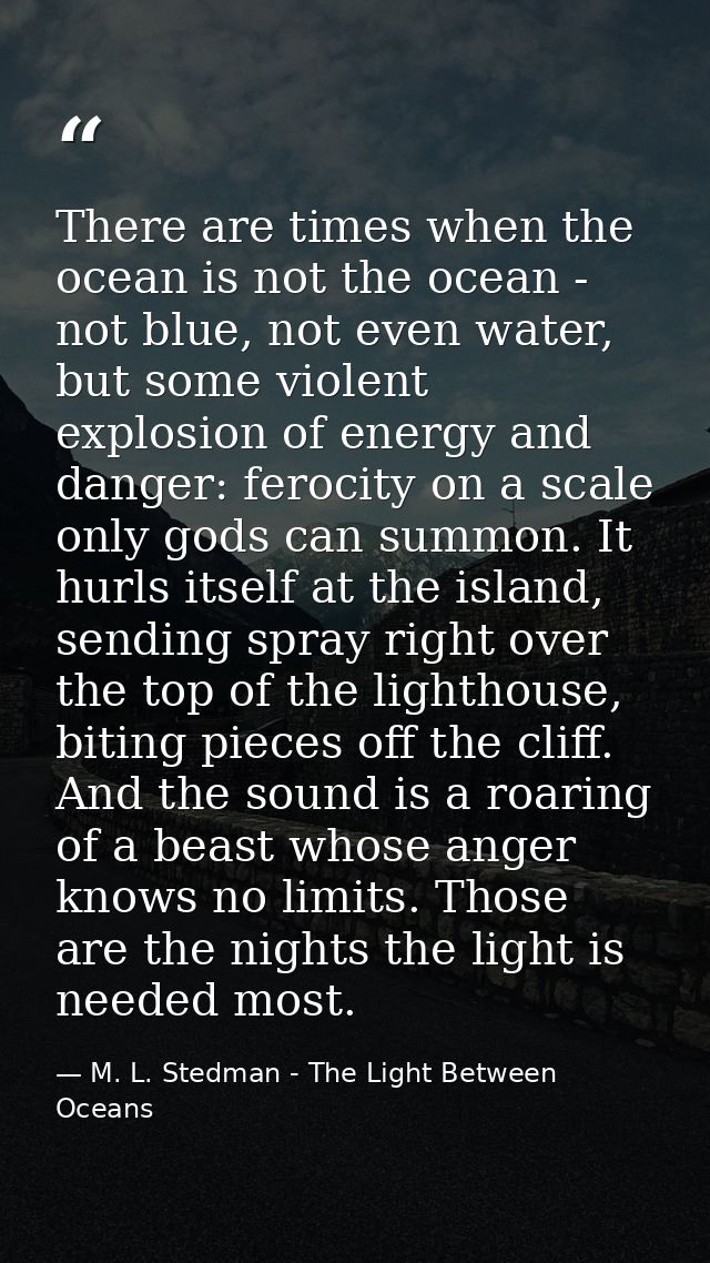 There are times when the ocean is not the ocean - not blue, not even water, but some violent explosion of energy and dan — M. L. Stedman - The Light Between Oceans