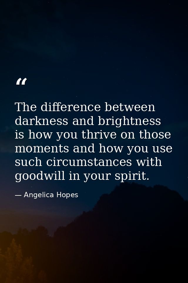 The difference between darkness and brightness is how you thrive on those moments and how you use such circumstances wit — Angelica Hopes
