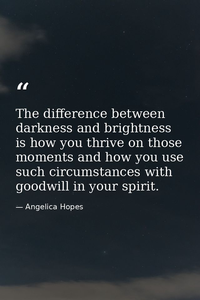 The difference between darkness and brightness is how you thrive on those moments and how you use such circumstances wit — Angelica Hopes