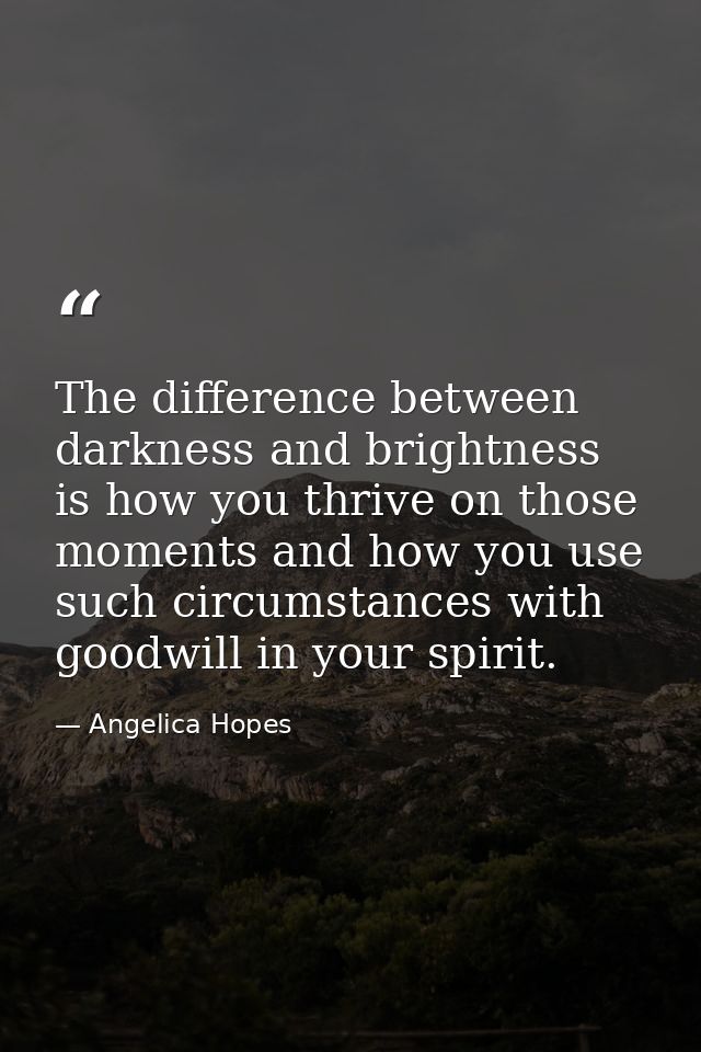 The difference between darkness and brightness is how you thrive on those moments and how you use such circumstances wit — Angelica Hopes
