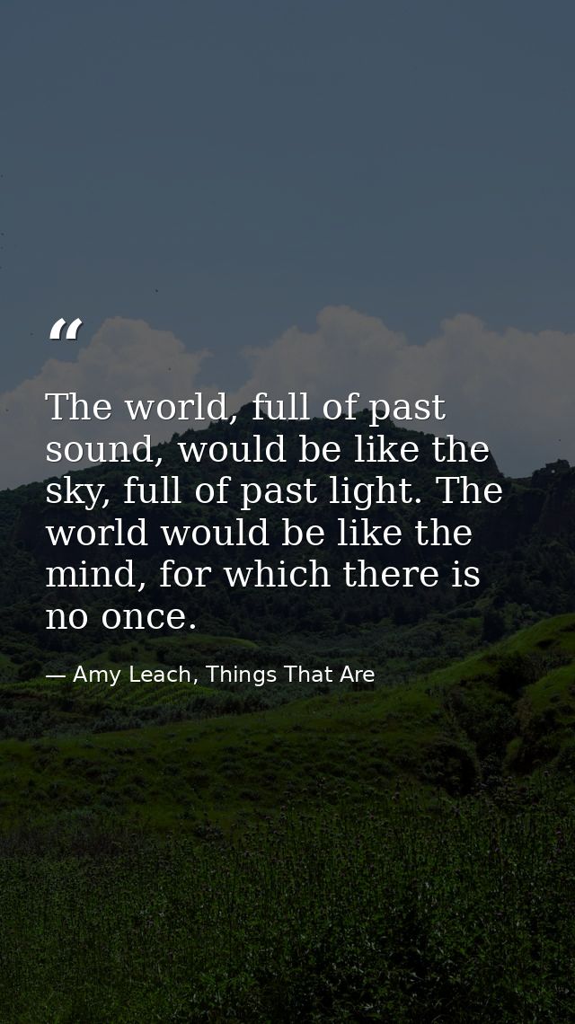The world, full of past sound, would be like the sky, full of past light. The world would be like the mind, for which th — Amy Leach, Things That Are