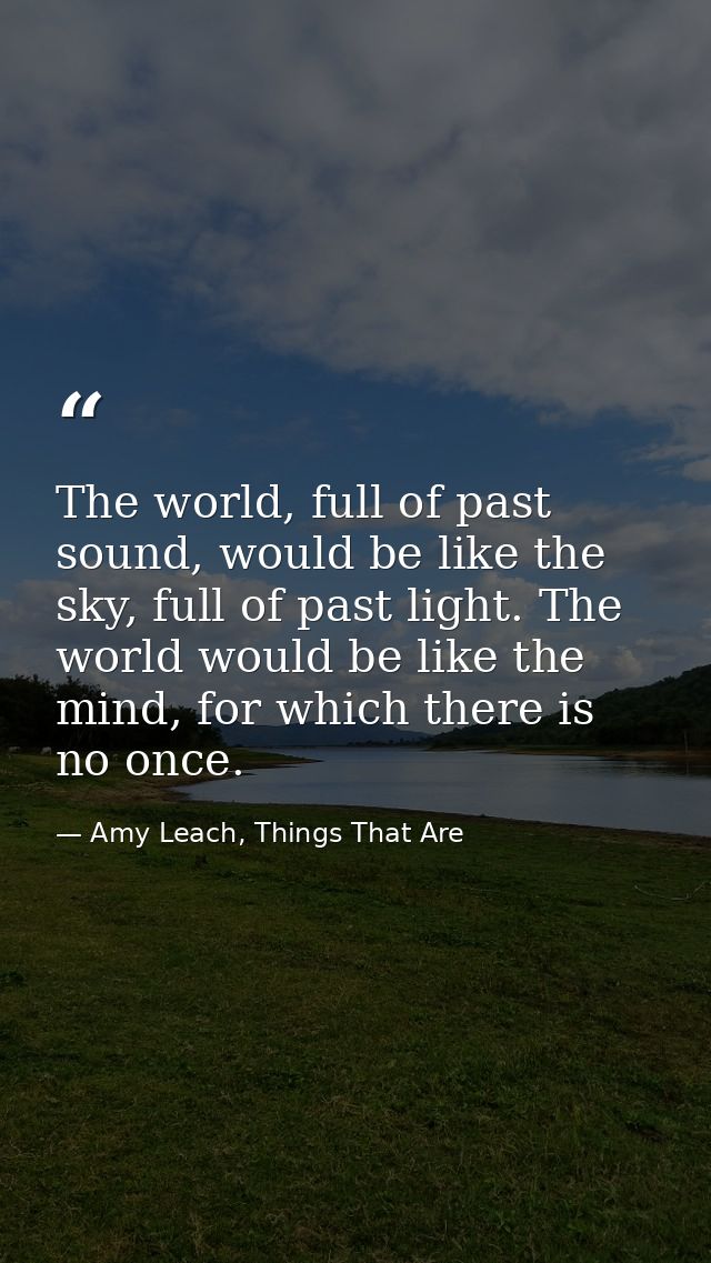 The world, full of past sound, would be like the sky, full of past light. The world would be like the mind, for which th — Amy Leach, Things That Are
