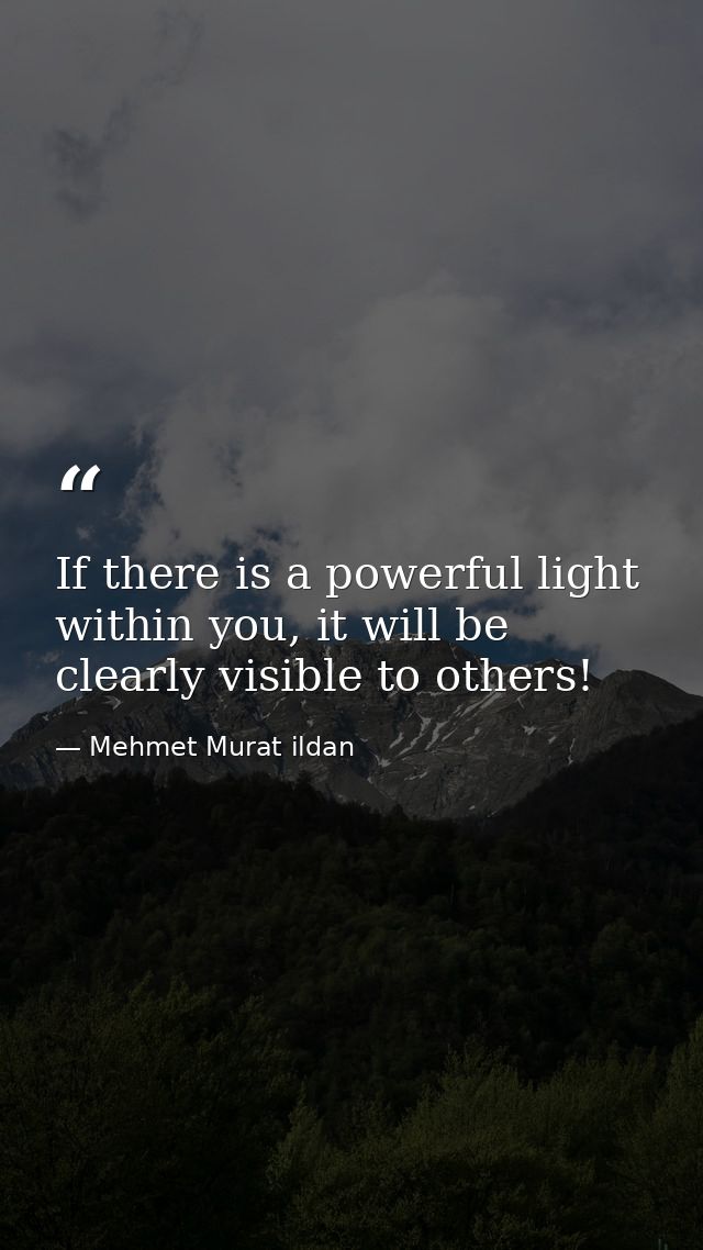 If there is a powerful light within you, it will be clearly visible to others! — Mehmet Murat ildan
