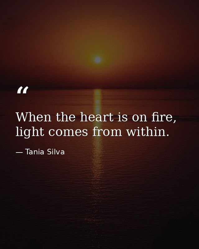 When the heart is on fire, light comes from within. — Tania Silva