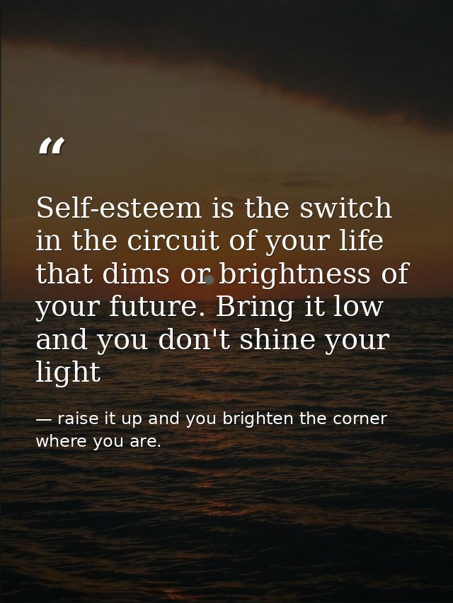 Self-esteem is the switch in the circuit of your life that dims or brightness of your future. Bring it low and you don't — raise it up and you brighten the corner where you are.