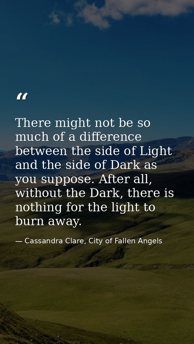 There might not be so much of a difference between the side of Light and the side of Dark as you suppose. After all, wit — Cassandra Clare, City of Fallen Angels