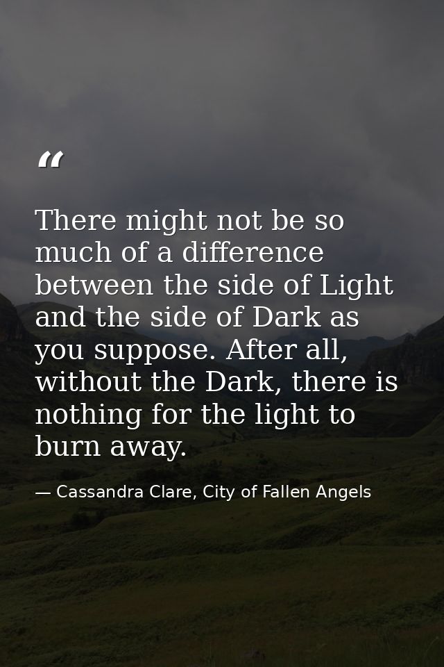 There might not be so much of a difference between the side of Light and the side of Dark as you suppose. After all, wit — Cassandra Clare, City of Fallen Angels