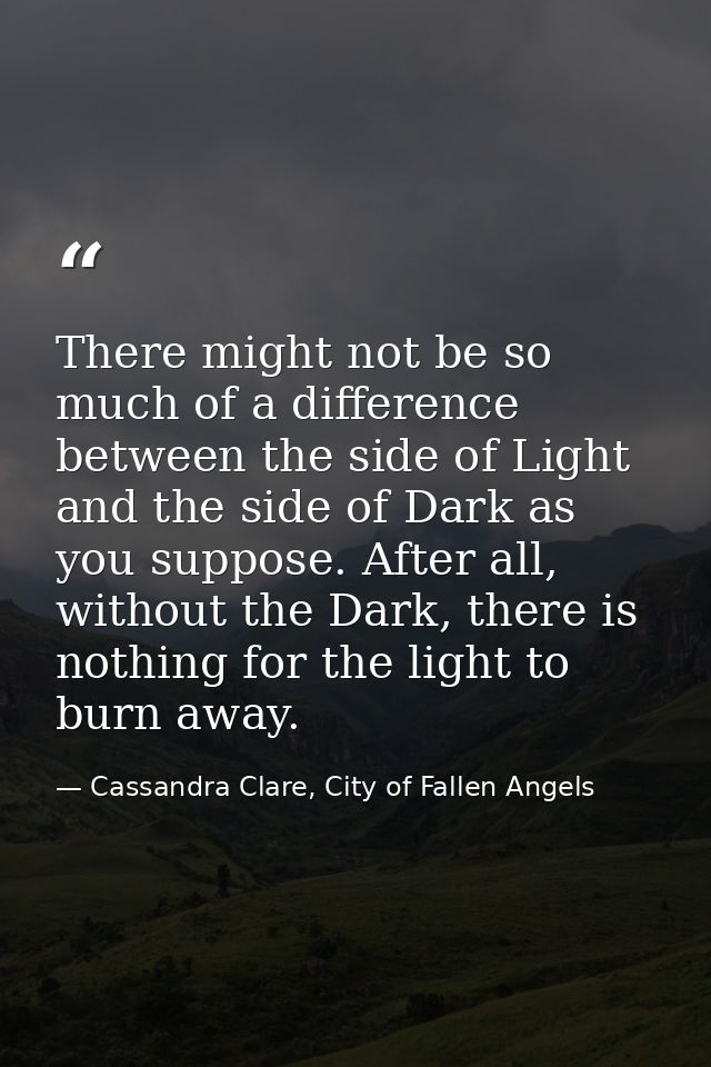 There might not be so much of a difference between the side of Light and the side of Dark as you suppose. After all, wit — Cassandra Clare, City of Fallen Angels
