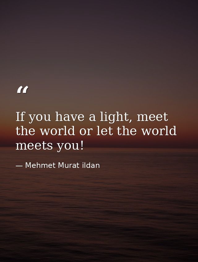 If you have a light, meet the world or let the world meets you! — Mehmet Murat ildan
