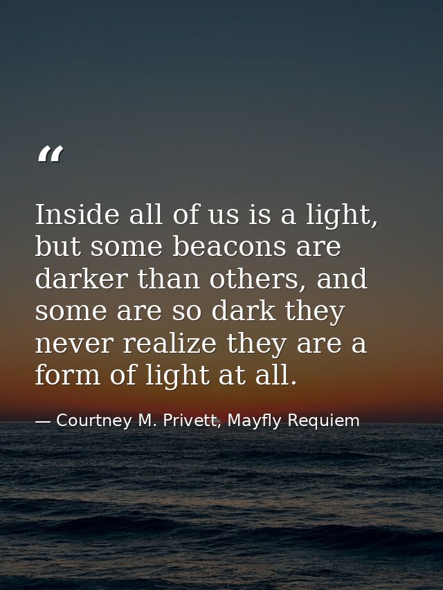 Inside all of us is a light, but some beacons are darker than others, and some are so dark they never realize they are a — Courtney M. Privett, Mayfly Requiem