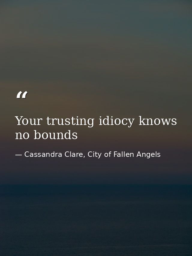 Your trusting idiocy knows no bounds — Cassandra Clare, City of Fallen Angels