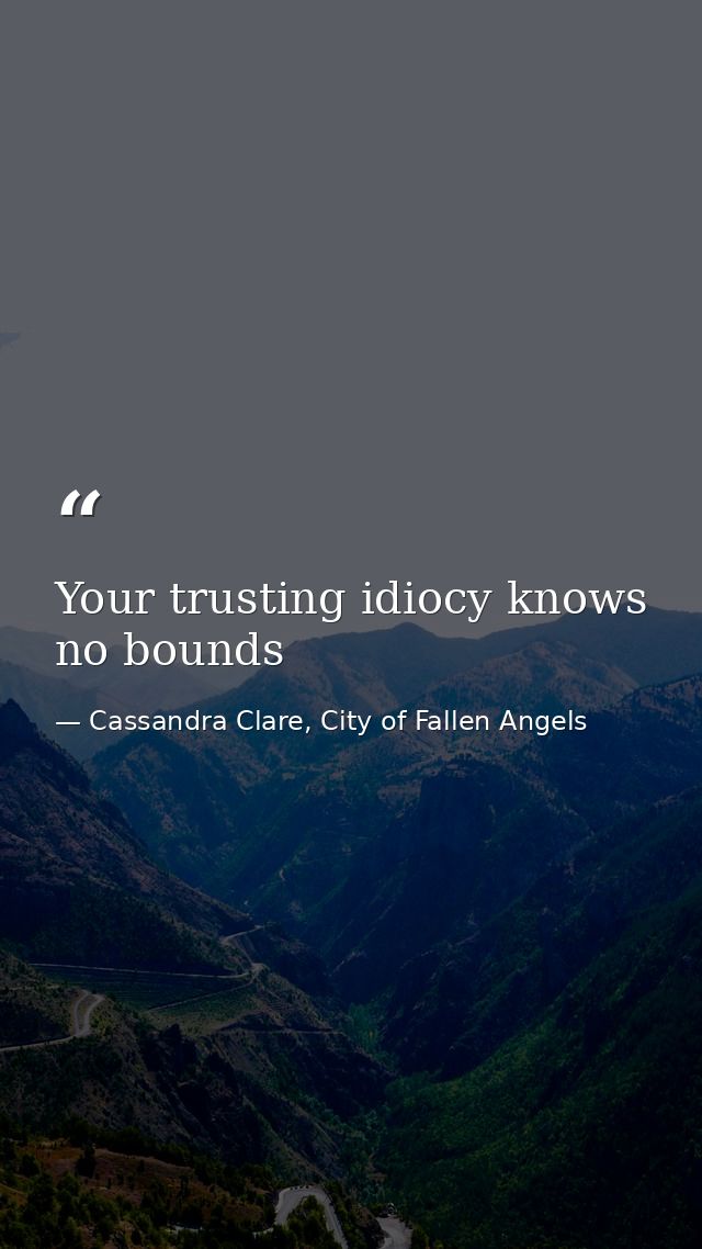 Your trusting idiocy knows no bounds — Cassandra Clare, City of Fallen Angels