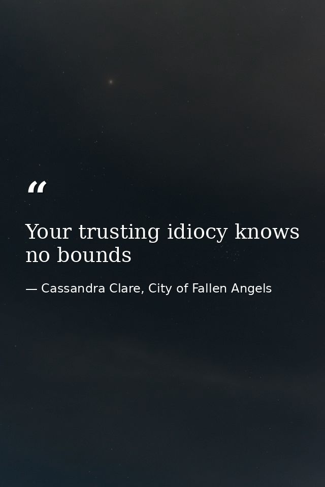 Your trusting idiocy knows no bounds — Cassandra Clare, City of Fallen Angels