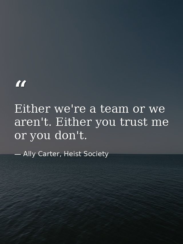 Either we're a team or we aren't. Either you trust me or you don't. — Ally Carter, Heist Society