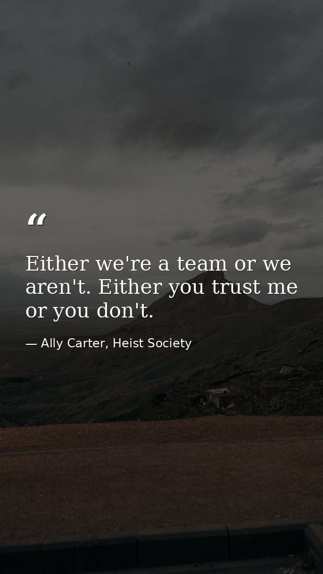 Either we're a team or we aren't. Either you trust me or you don't. — Ally Carter, Heist Society