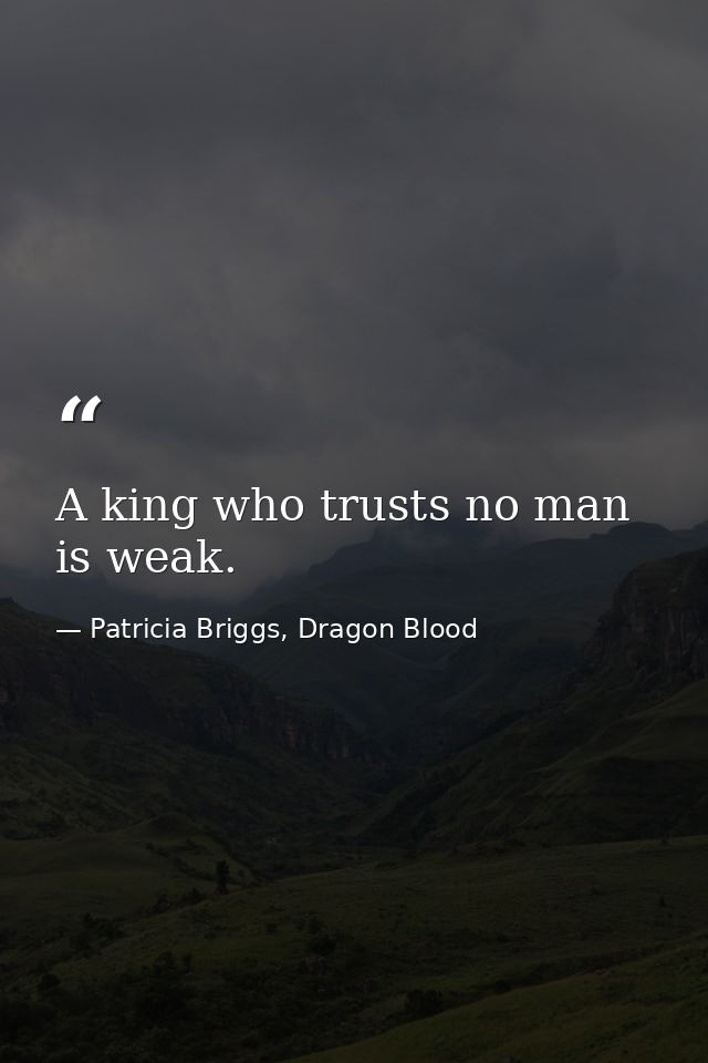A king who trusts no man is weak. — Patricia Briggs, Dragon Blood