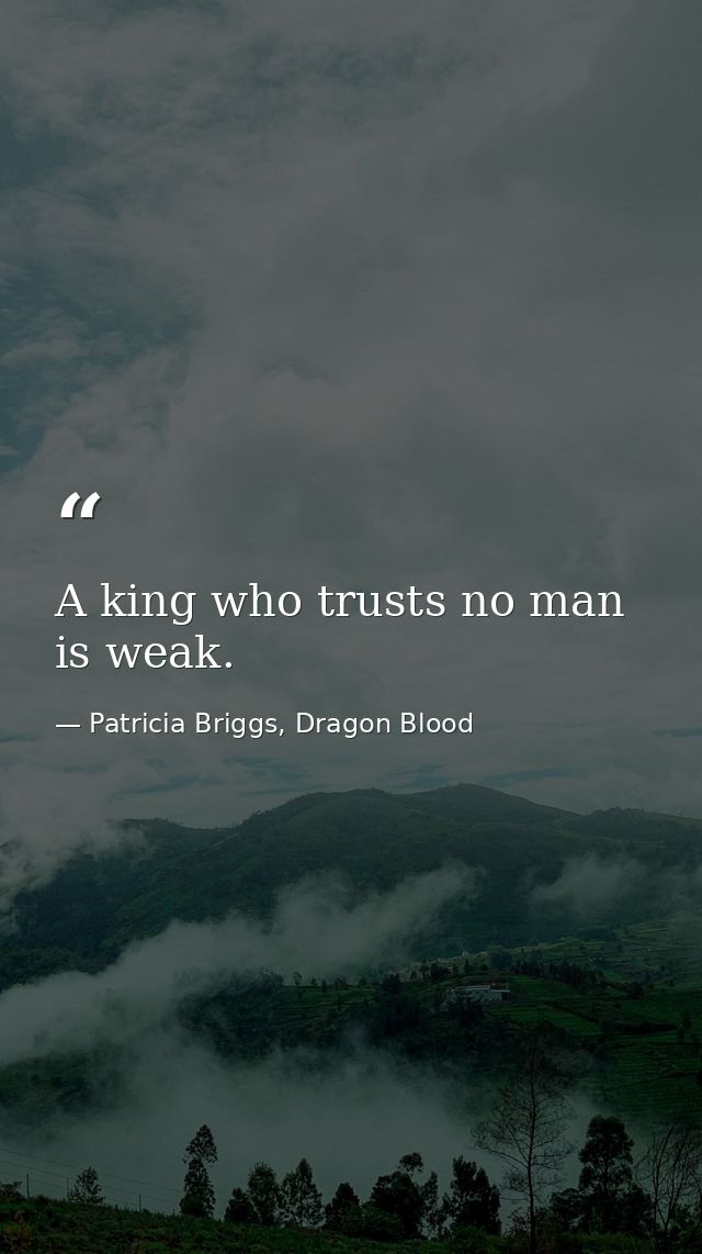 A king who trusts no man is weak. — Patricia Briggs, Dragon Blood