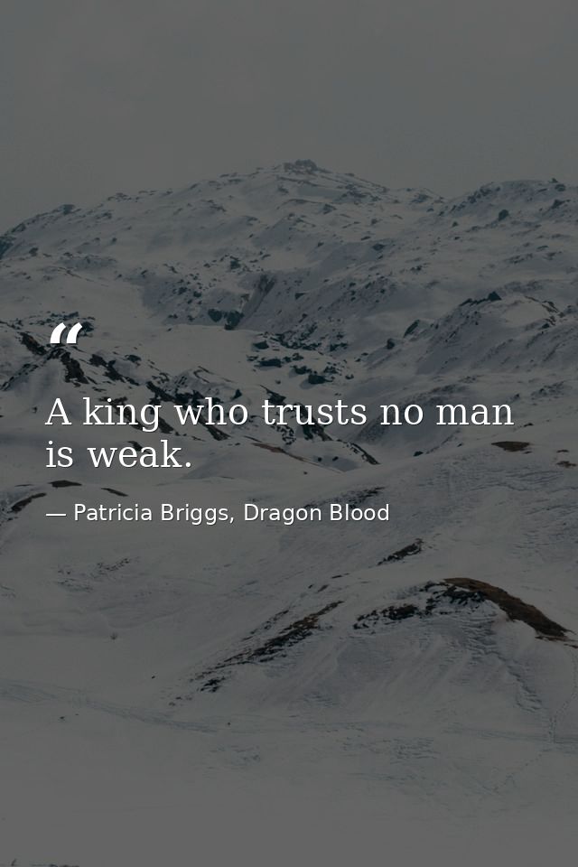 A king who trusts no man is weak. — Patricia Briggs, Dragon Blood