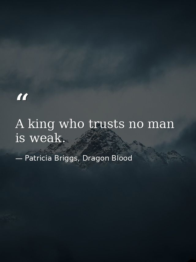 A king who trusts no man is weak. — Patricia Briggs, Dragon Blood
