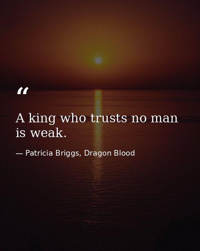 A king who trusts no man is weak. — Patricia Briggs, Dragon Blood