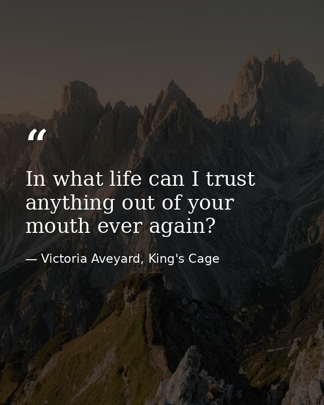 In what life can I trust anything out of your mouth ever again? — Victoria Aveyard, King's Cage