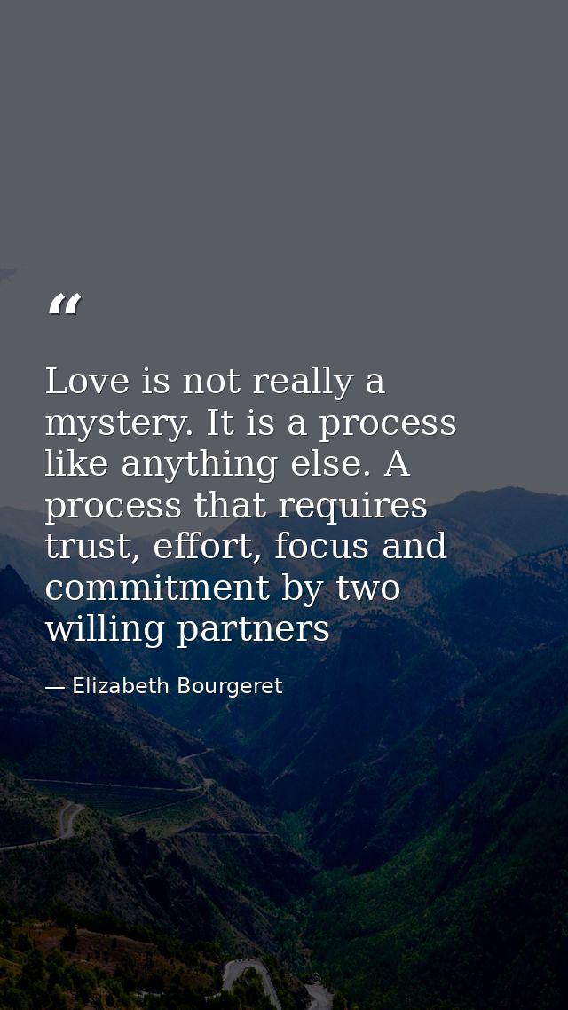 Love is not really a mystery. It is a process like anything else. A process that requires trust, effort, focus and commi — Elizabeth Bourgeret