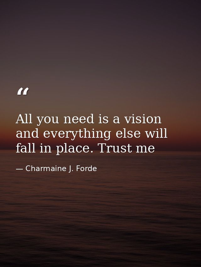All you need is a vision and everything else will fall in place. Trust me — Charmaine J. Forde