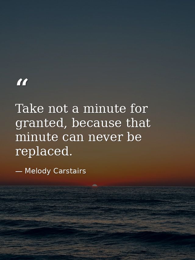 Take not a minute for granted, because that minute can never be replaced. — Melody Carstairs