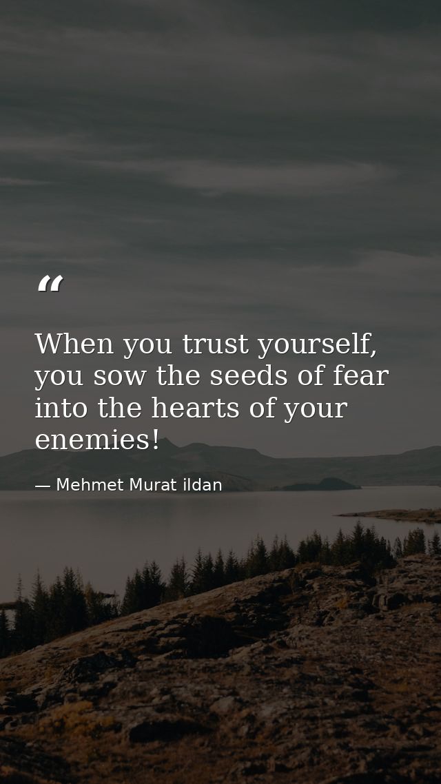 When you trust yourself, you sow the seeds of fear into the hearts of your enemies! — Mehmet Murat ildan