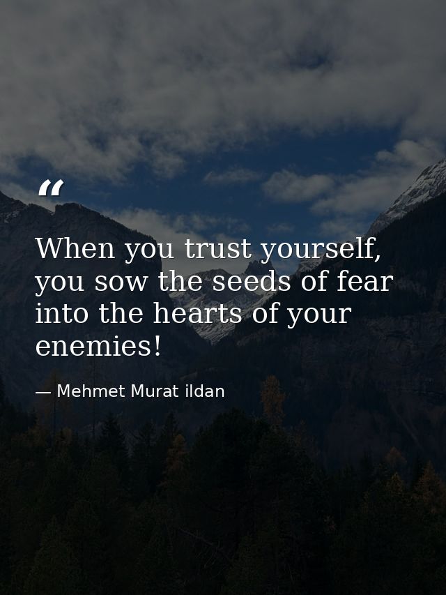 When you trust yourself, you sow the seeds of fear into the hearts of your enemies! — Mehmet Murat ildan